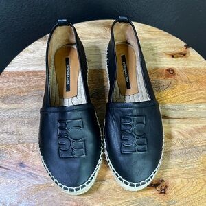 BCBGMAXAZRIA Espadrilles Black Leather Size 7 US 38 EU